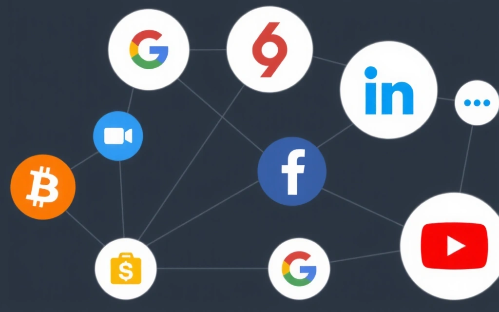 Abstract network showing connections between different websites and services
