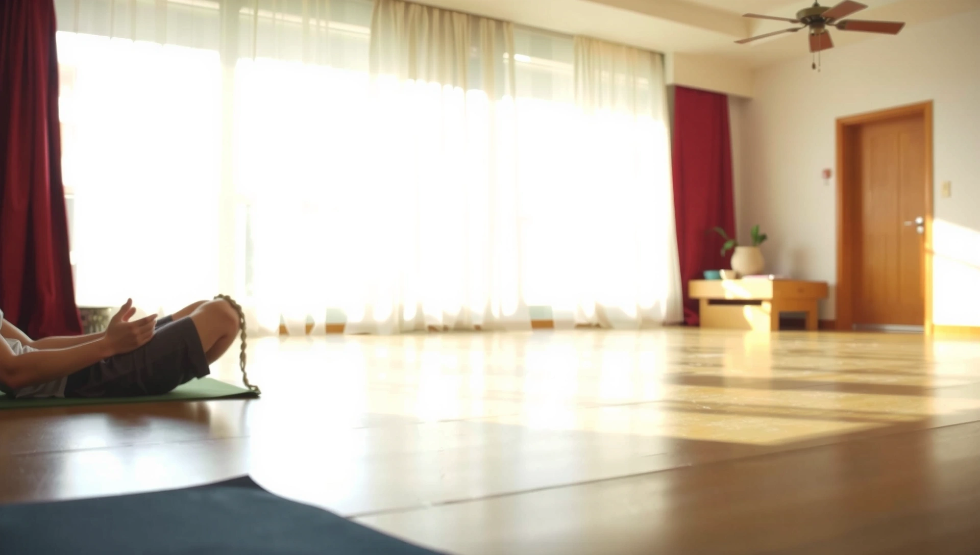 Yoga studio with ethereal lighting and a sense of calm