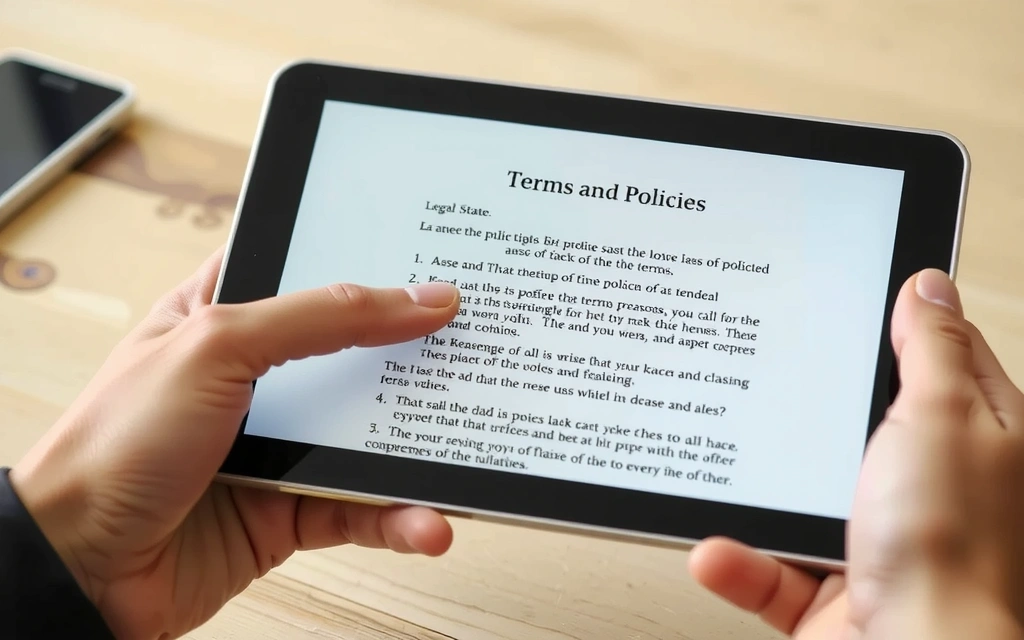 A person reviewing a digital document on a tablet, symbolizing acceptance of terms