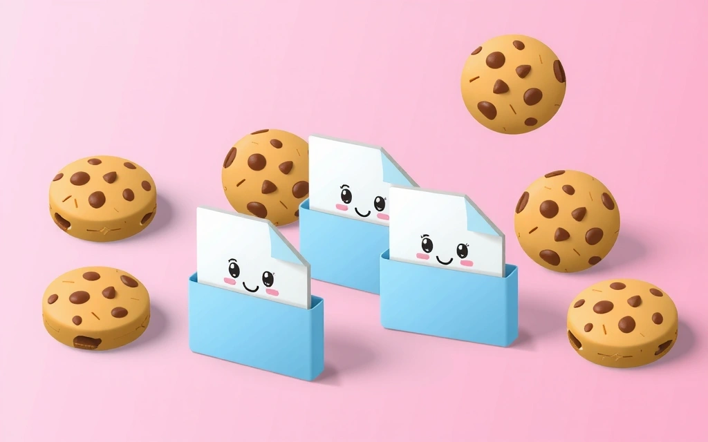 Illustration of browser cookies, small digital files