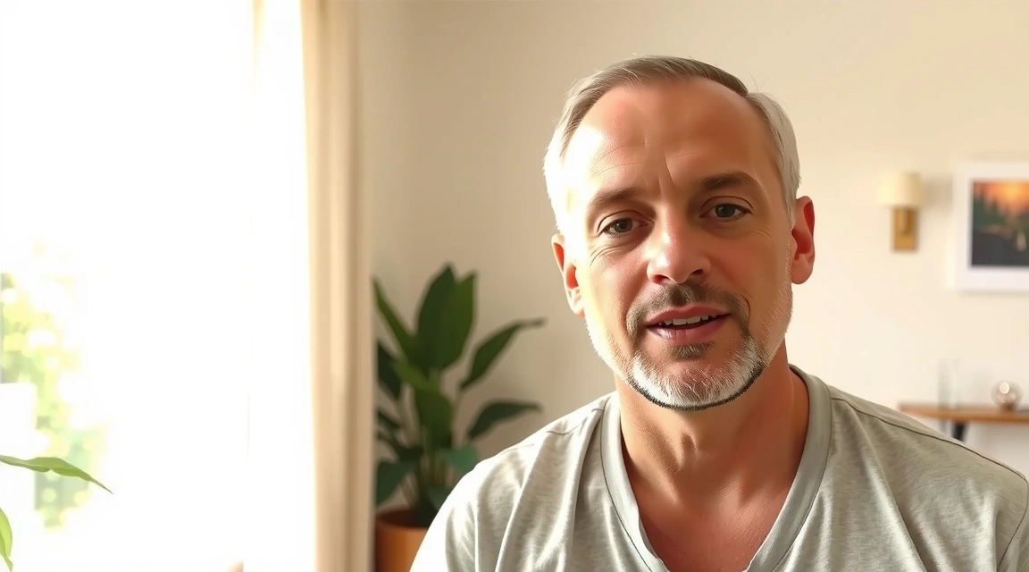 Video testimonial from a man describing his yoga journey